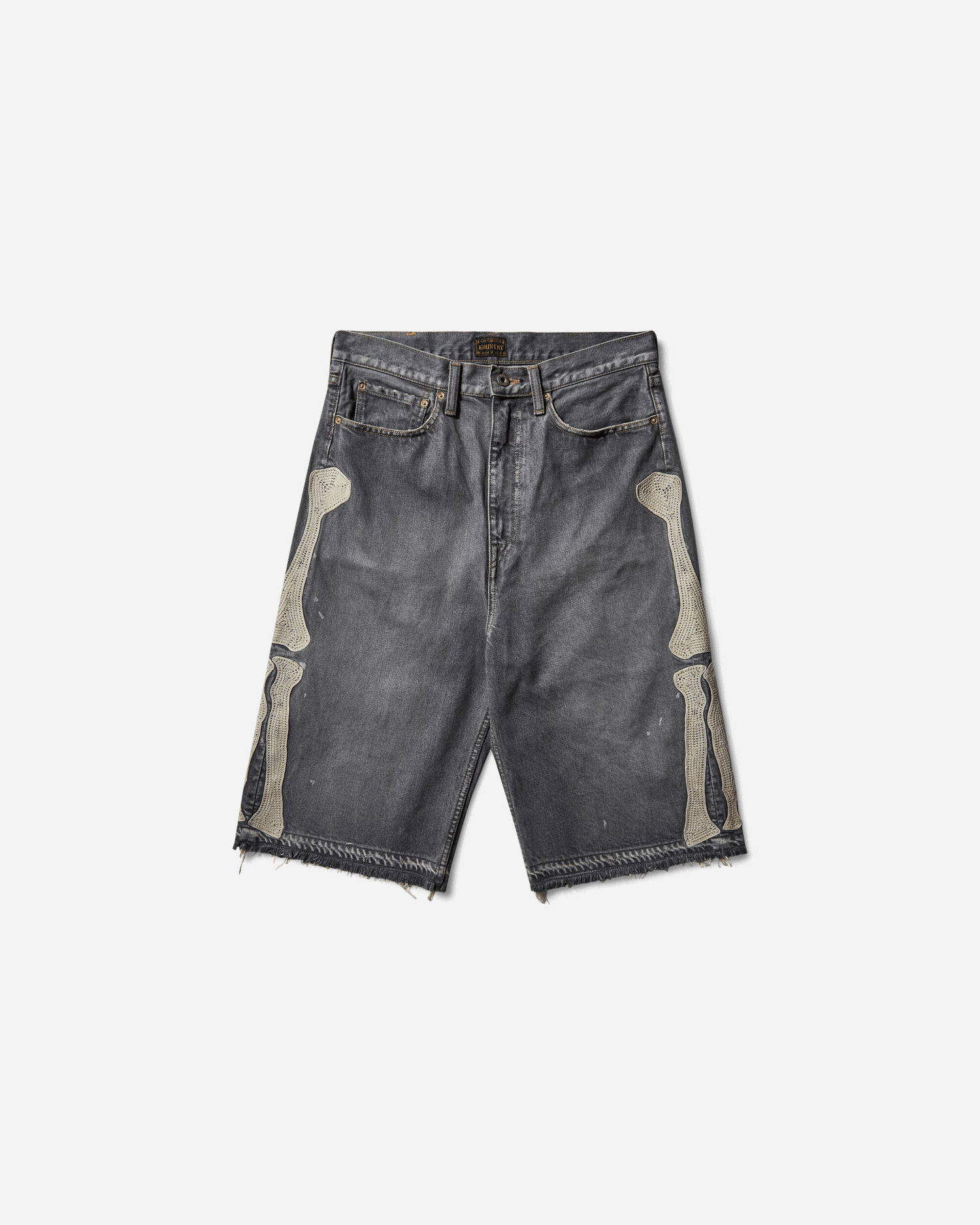 Kratke hlače KAPITAL 14oz Denim 5P Shorts with Bone Applique Siva | EK-1449SPA PRO, 1