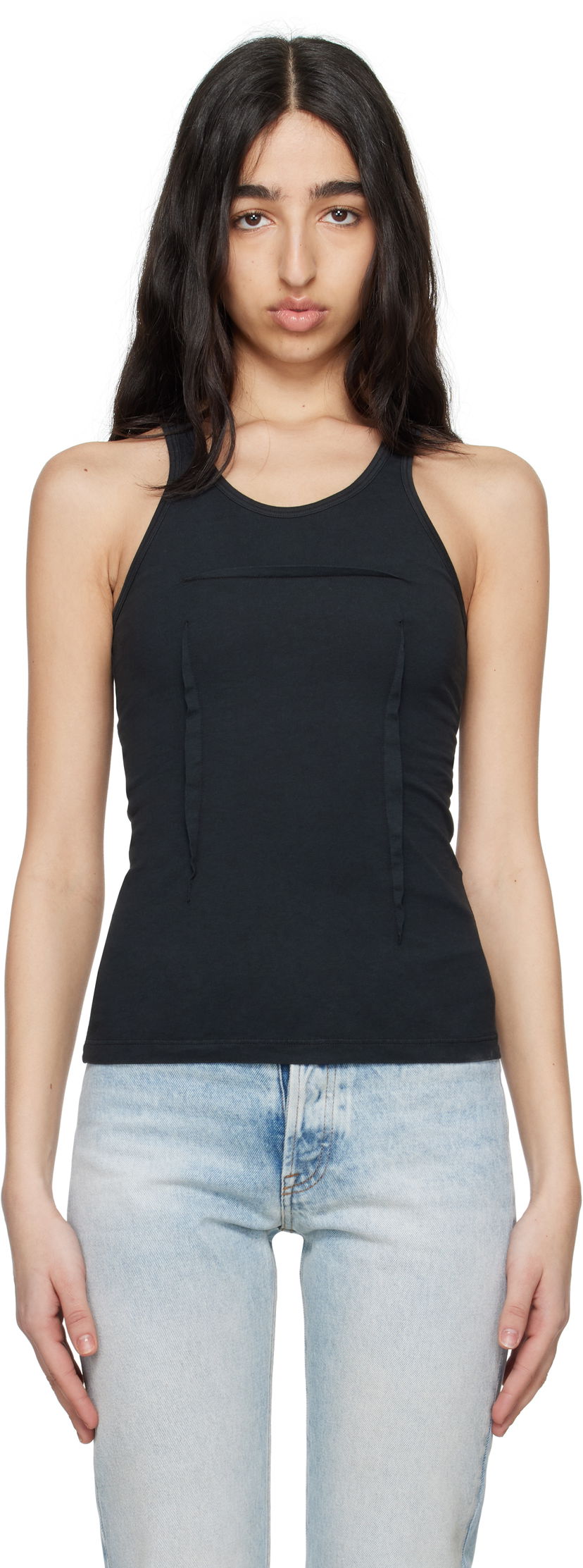Majica bez rukava Maison Margiela MM6 Maison Margiela Heavy Cotton Jersey Tank Top Crna | S62NL0051 M20108
