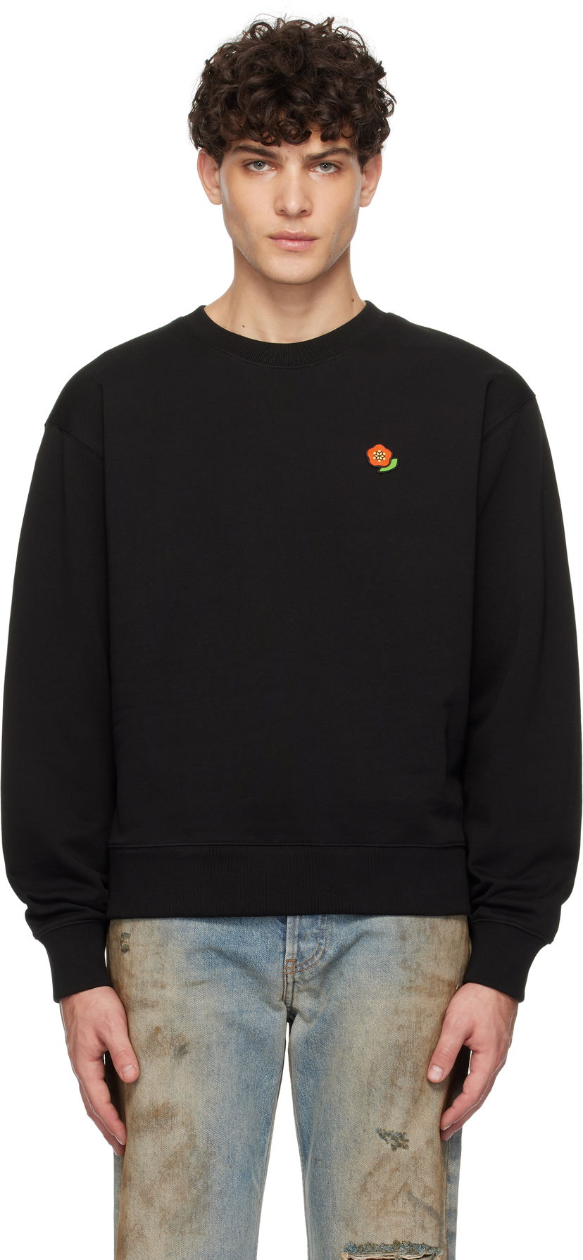 Dukserice KENZO Embroidered Flower Sweatshirt Crna | FF55SW2654MF