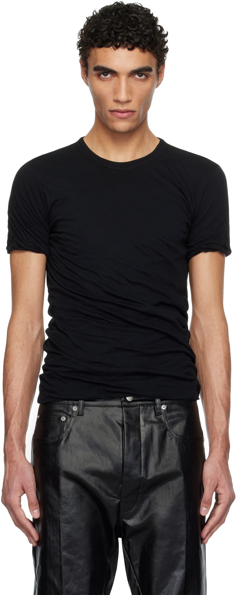 Majica kratkih rukava Rick Owens Rick Owens Porterville Double Short Sleeve T-Shirt Crna | RU01E5256 UC