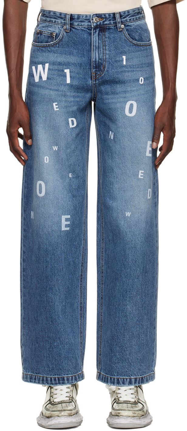 Jeans We11done Printed Jeans Plava | WD-DP3-22-386-M-NV