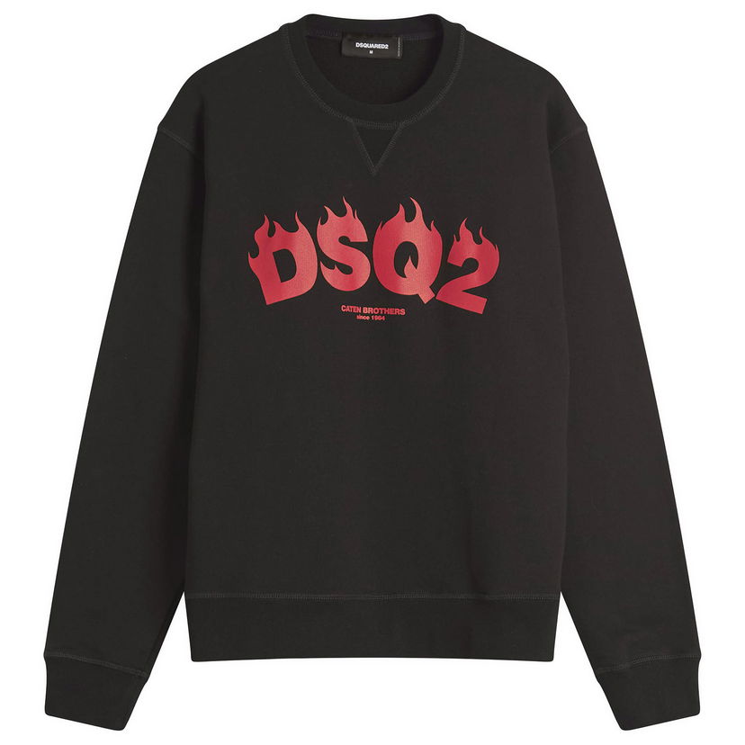 Dukserice DSQUARED2 Flames Logo Crew Sweat, Large Crna | S71GU0717-S25551-900