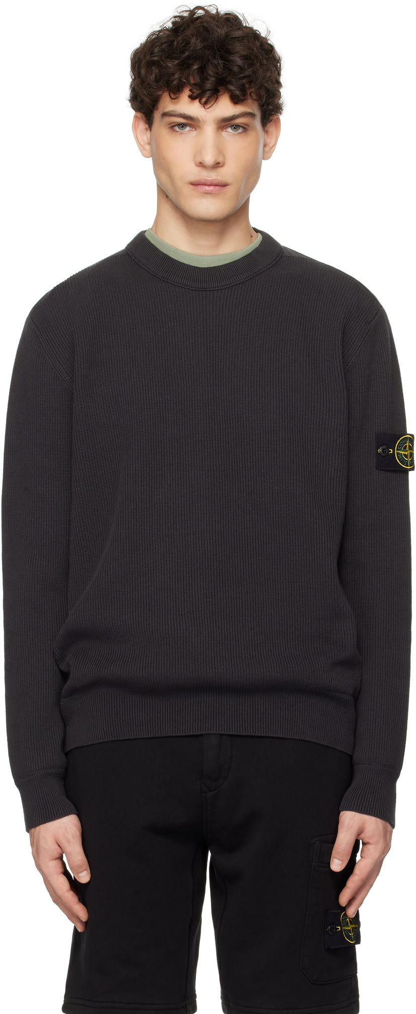 Džemper Stone Island Stone Island Ribbed Organic Cotton Crewneck Sweater Siva | K1S15 5100054 S00D8