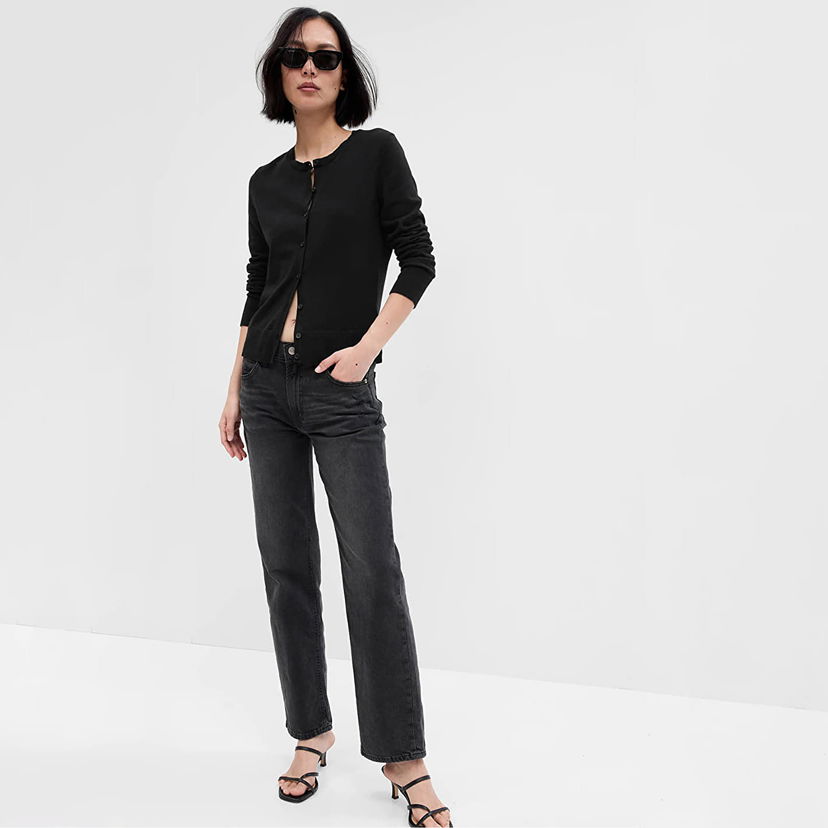 Džemper GAP Crew Cardigan True Black V2 Crna | 443176-06