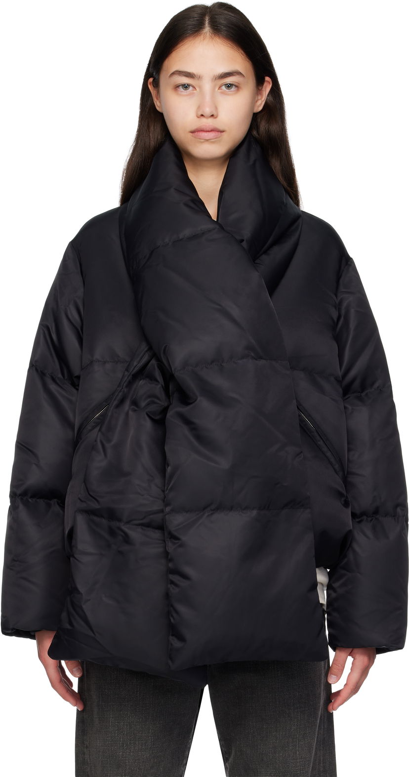 Pernata jakna Maison Margiela MM6 Maison Margiela Scarf Down Jacket Crna | S52AM0332 M35257