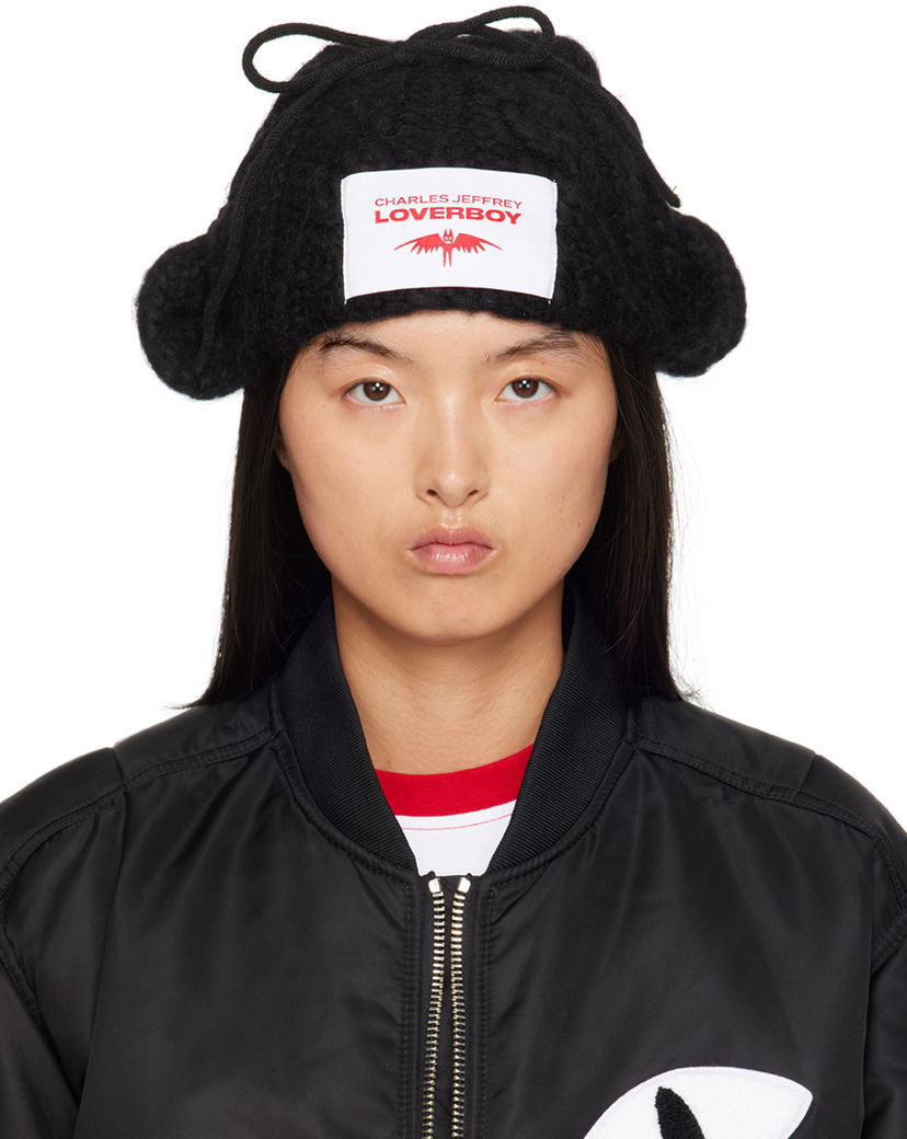 Kapica Charles Jeffrey Loverboy Black Chunky Aviator Beanie Crna | 42130201