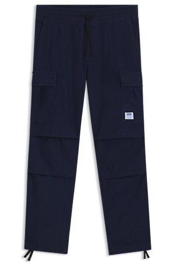 Cargo hlače BOSS Relaxed-Fit Ripstop Cargo Trousers Tamnoplava | 50552121
