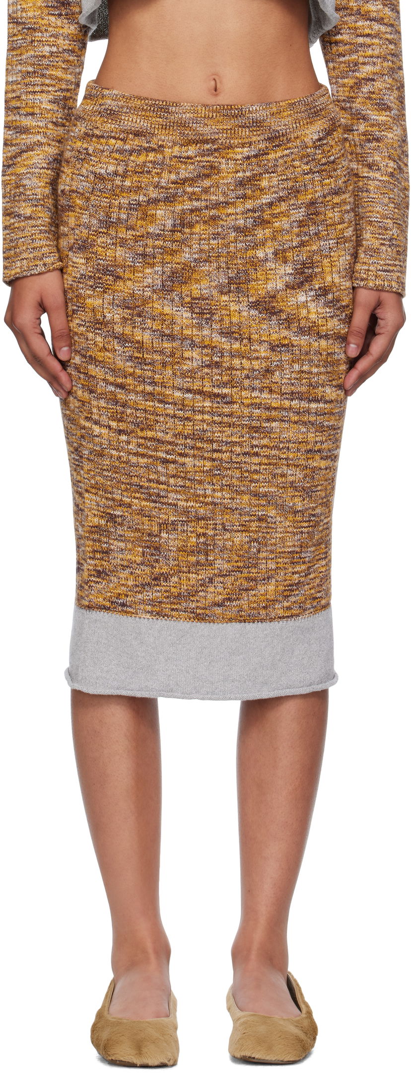 Suknja Baserange Baserange Midi Knit Skirt Žuta | SSWA-TC-AU25
