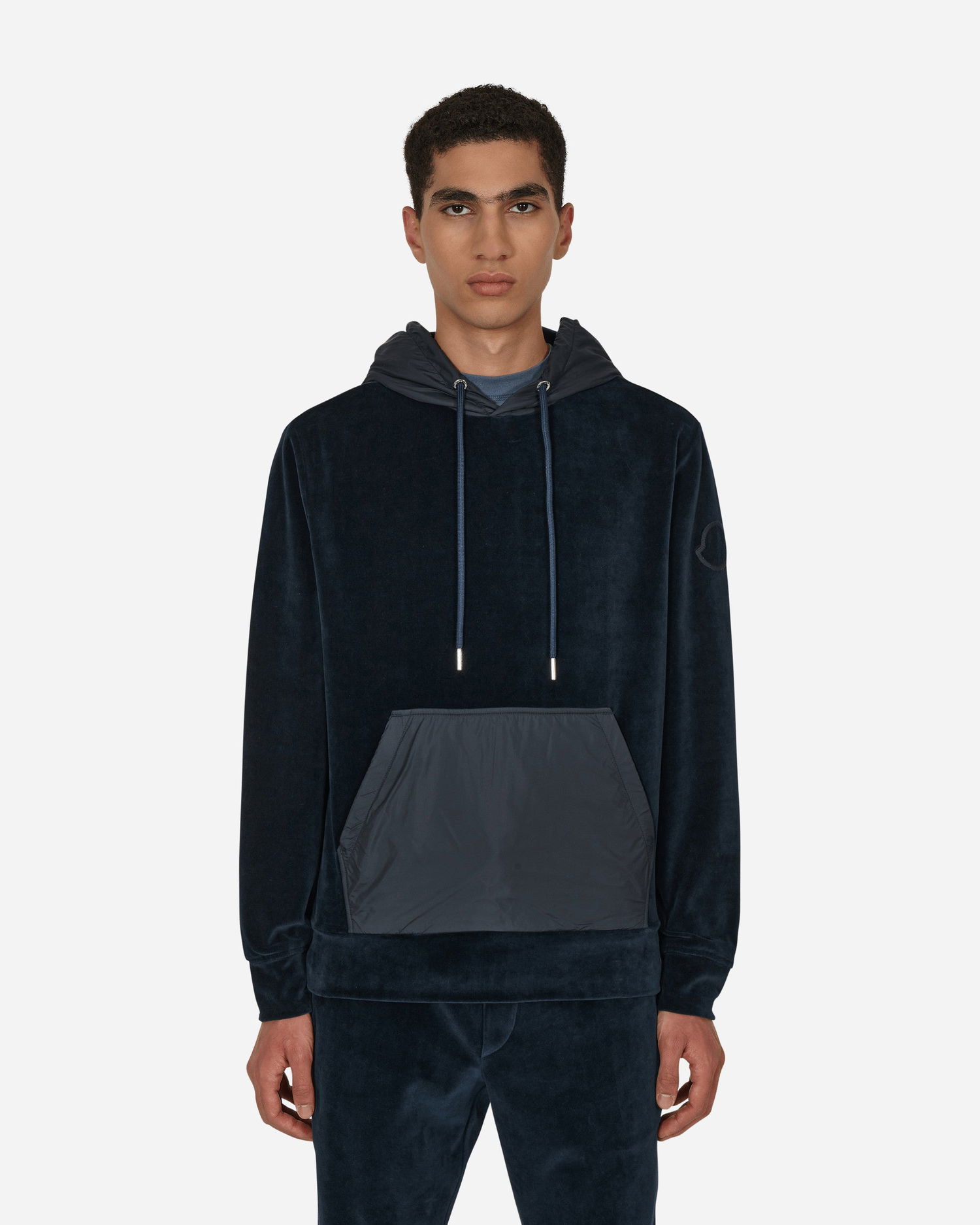 Dukserice Moncler Velvet Hooded Sweatshirt Tamnoplava | H20918G00026 778, 0