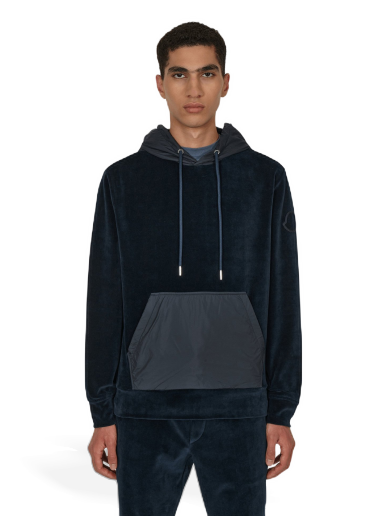 Dukserice Moncler Velvet Hooded Sweatshirt Tamnoplava | H20918G00026 778