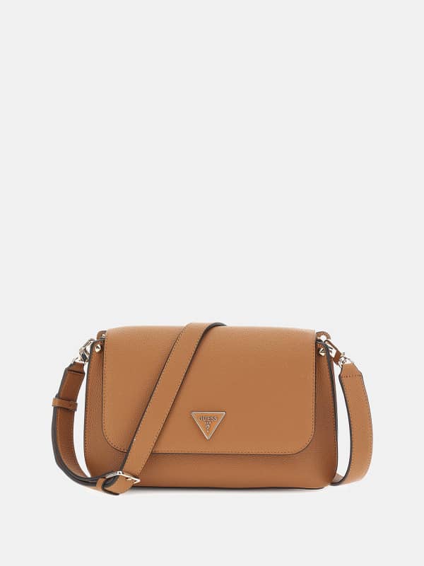 Ručna torbica GUESS Meridian Triangle Logo Crossbody Bež | HWBG8778200