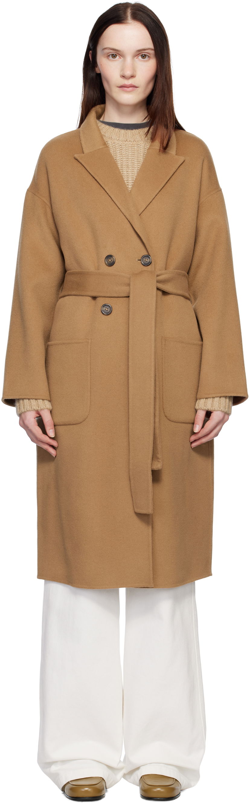 Kaputi Anine Bing Anine Bing Dylan Double-Breasted Wool Coat Smeđa | A-01-4001-200
