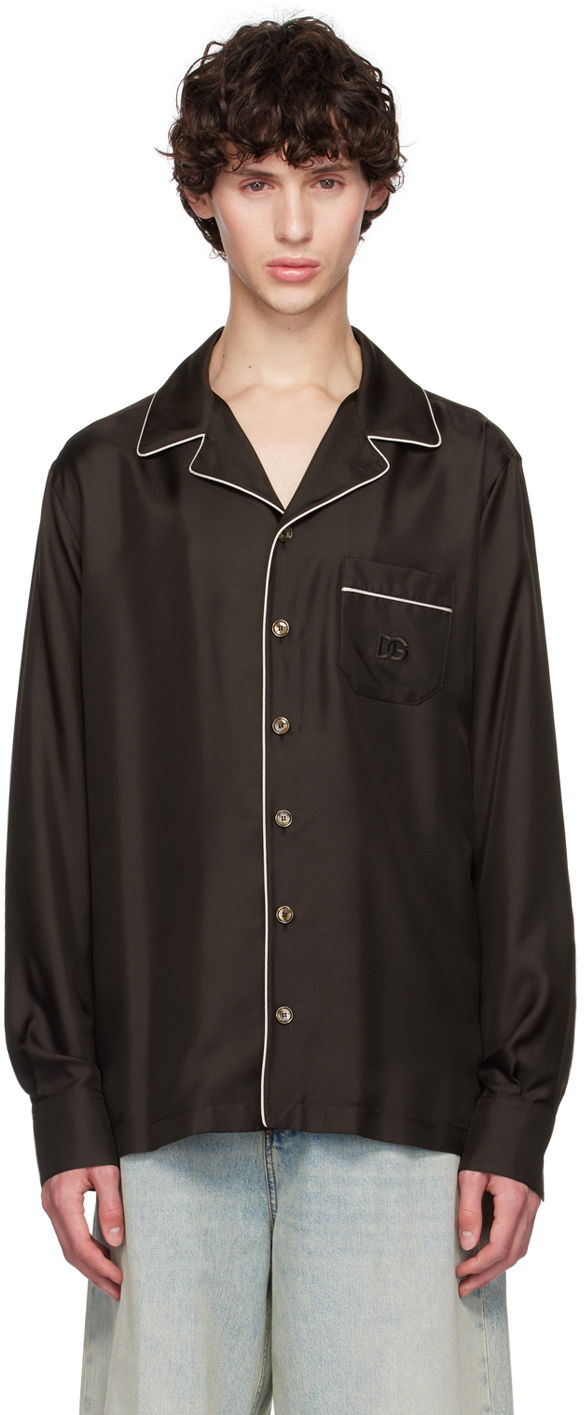 Košulja Dolce & Gabbana Dolce&Gabbana DG Embroidery Silk Shirt Crna | G5IF1ZFU1S4