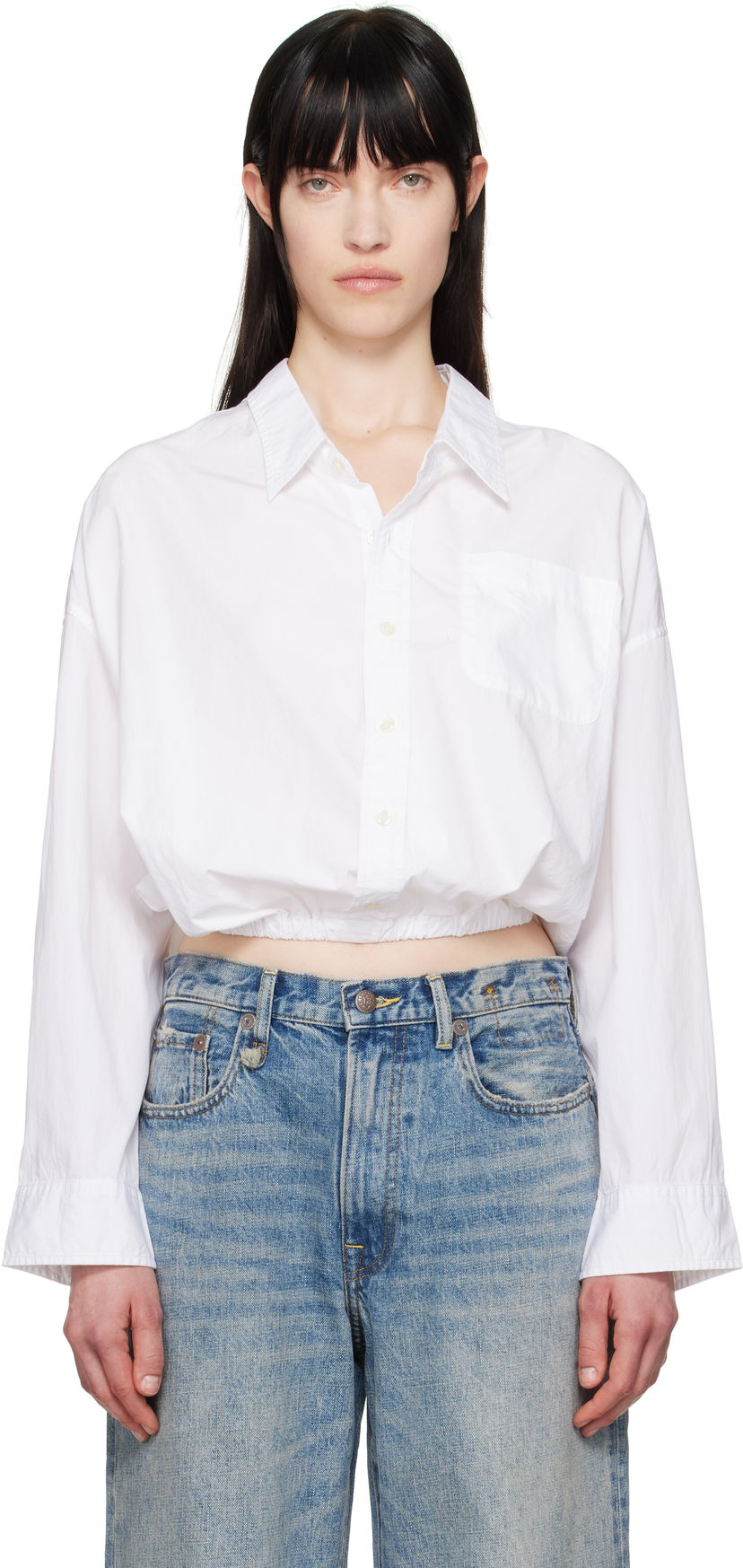 Košulja R13 R13 Crossover Cropped Button-Down Shirt Bijela | R13WR269-R338B