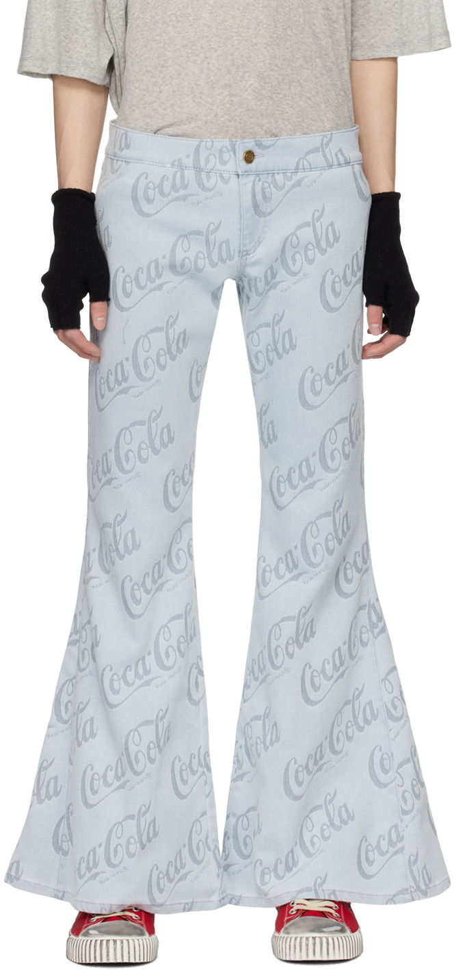 Jeans ERL Jacquard Logo Pattern Flare Jeans Plava | ERL08P014