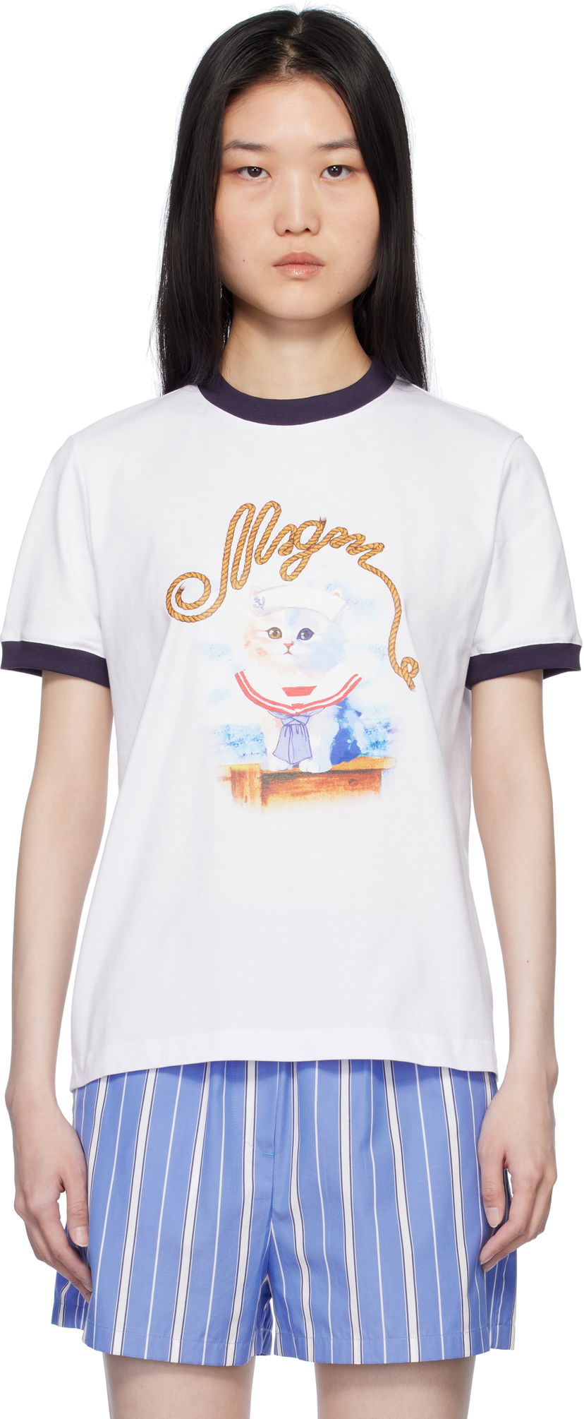 Majica kratkih rukava MSGM White Graphic Print T-Shirt Bijela | 3841MDM152 257002