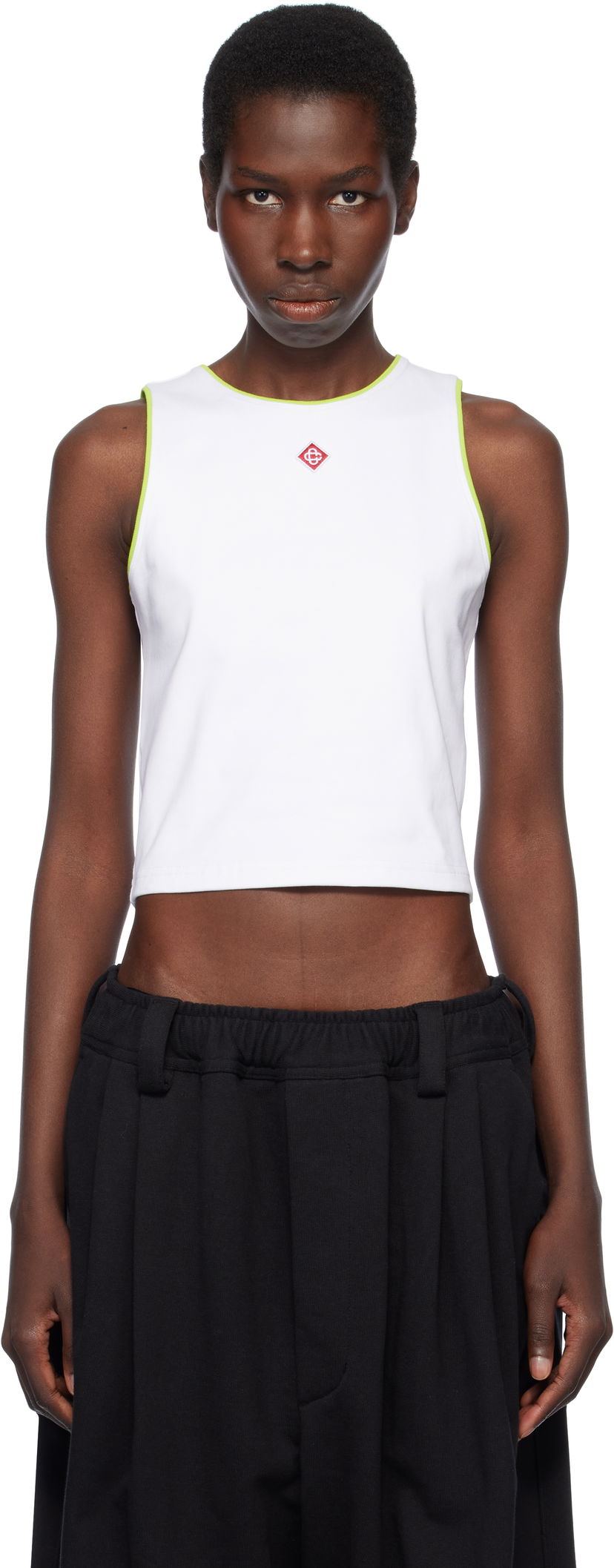 Majica bez rukava Casablanca Casablanca Diamond Logo Cropped Tank Top Bijela | WS25-JTS-011-02
