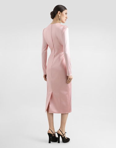 Haljina Dolce & Gabbana Dolce & Gabbana Stretch Satin Round-Neck Calf-Length Dress Ružičasta | F6TRHTFURADF0372, 2