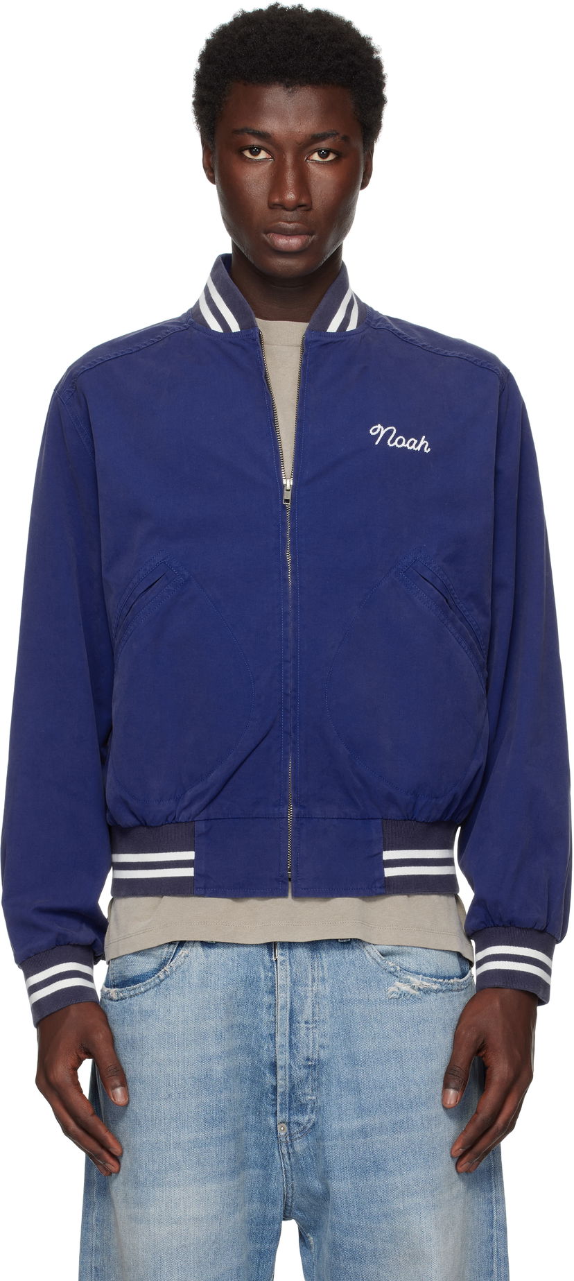 Bomber jakna Noah Noah Cotton Varsity Jacket Plava | OW086SS25ROY