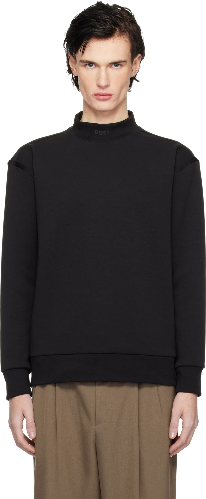 Dukserice BOSS Mock Neck Sweatshirt Crna | 50534121