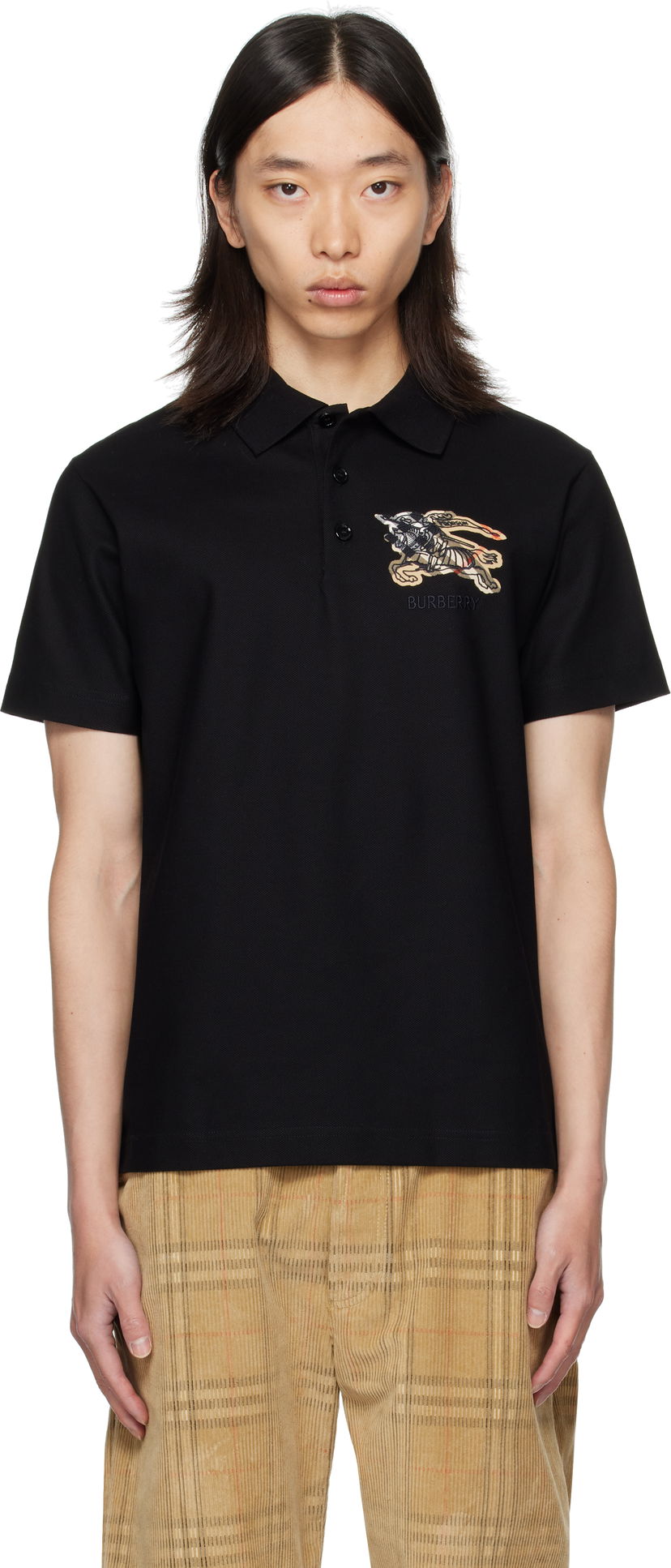 Polo majica Burberry EKD Polo Shirt Crna | 8116120