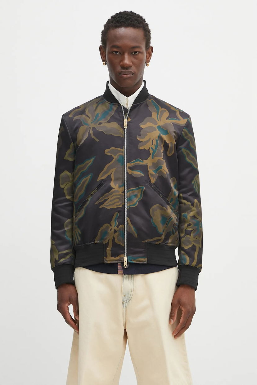 Bomber jakna Paul Smith Paul Smith Floral Print Bomber Jacket Crna | M1R.275U.T02704