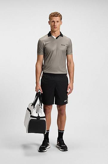 Polo majica BOSS Active slim-fit ripstop polo shirt with colour-blocking Siva | 50543348, 1
