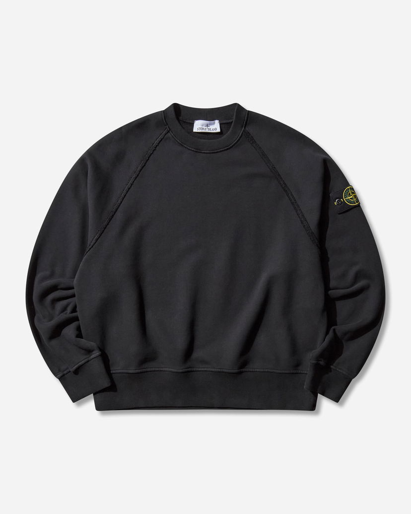 Dukserice Stone Island Garment Dyed Oversized Fit Crewneck Raglan Sleeves Sweatshirt Crna | K2S15-6100022-S0A20 V0029