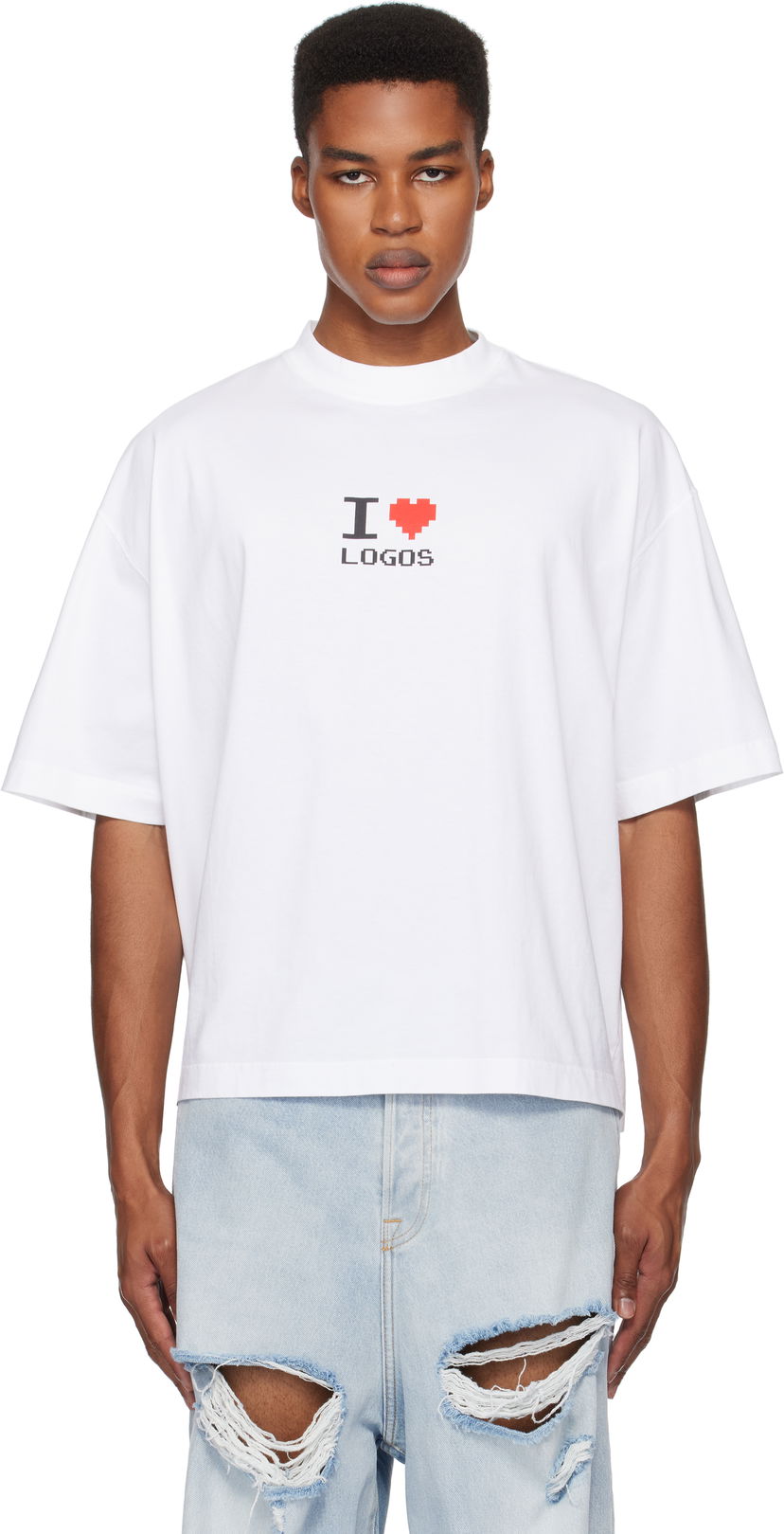 Majica kratkih rukava VETEMENTS 'I Love Logos' Cropped Boxy T-Shirt Bijela | UA66TR695W