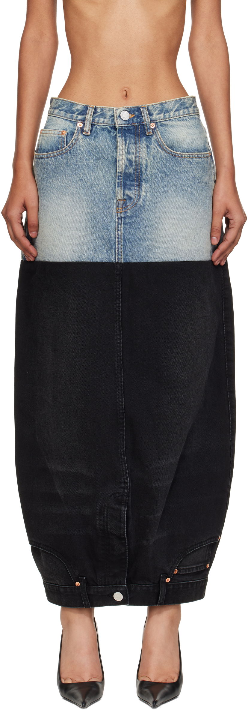 Suknja VETEMENTS Vetements Double Denim Maxi Skirt Plava | WH76DK880YBB2