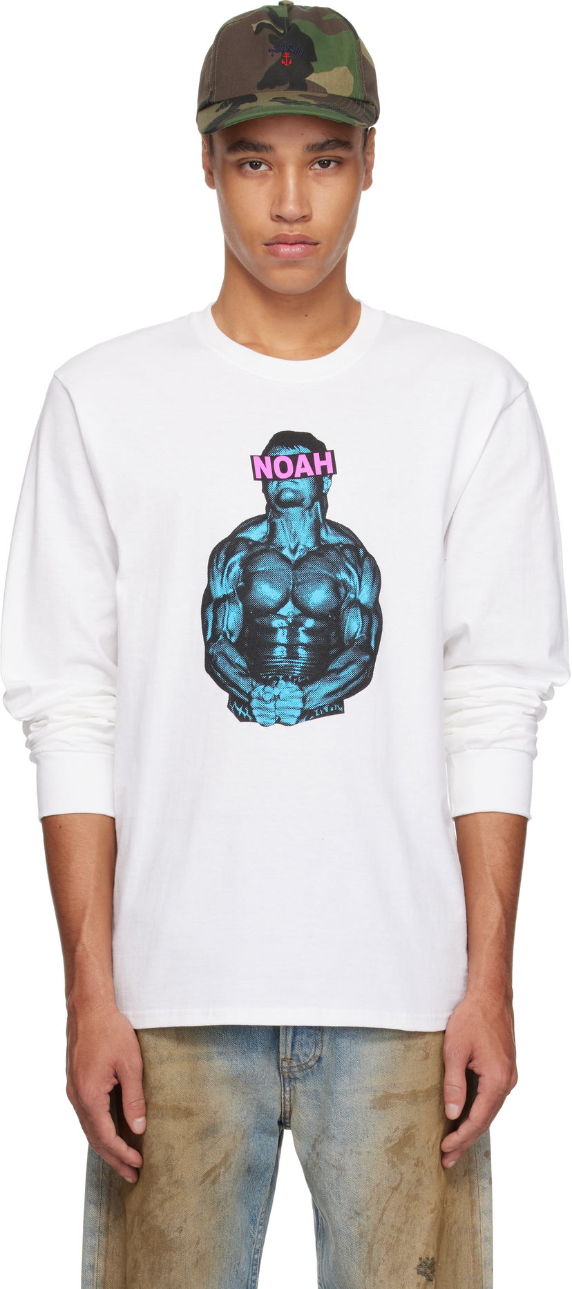 Majica kratkih rukava Noah Noah 'The Pain Cave' Graphic Long Sleeve T-Shirt Bijela | T256SS25WHT