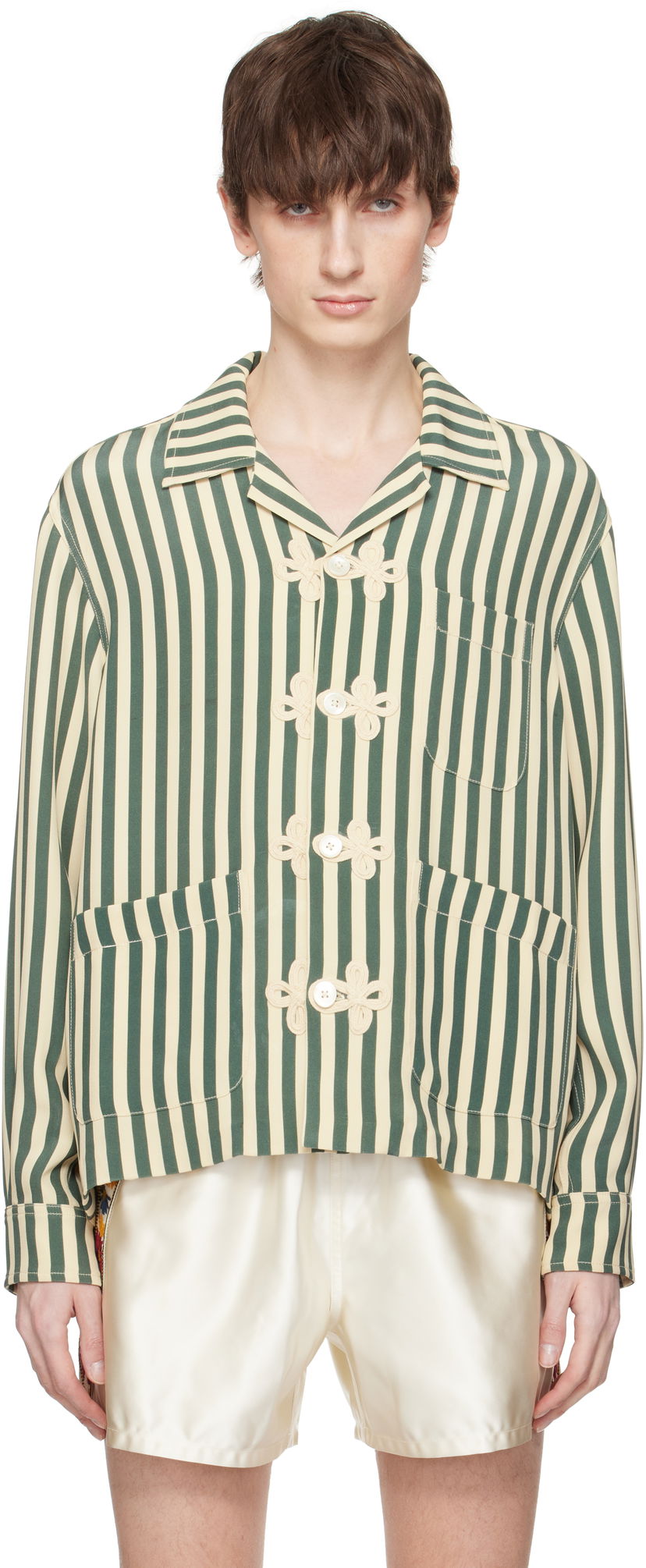 Košulja Bode Bode Soda Stripe Trillium Shirt Zelena | MRS25SH014