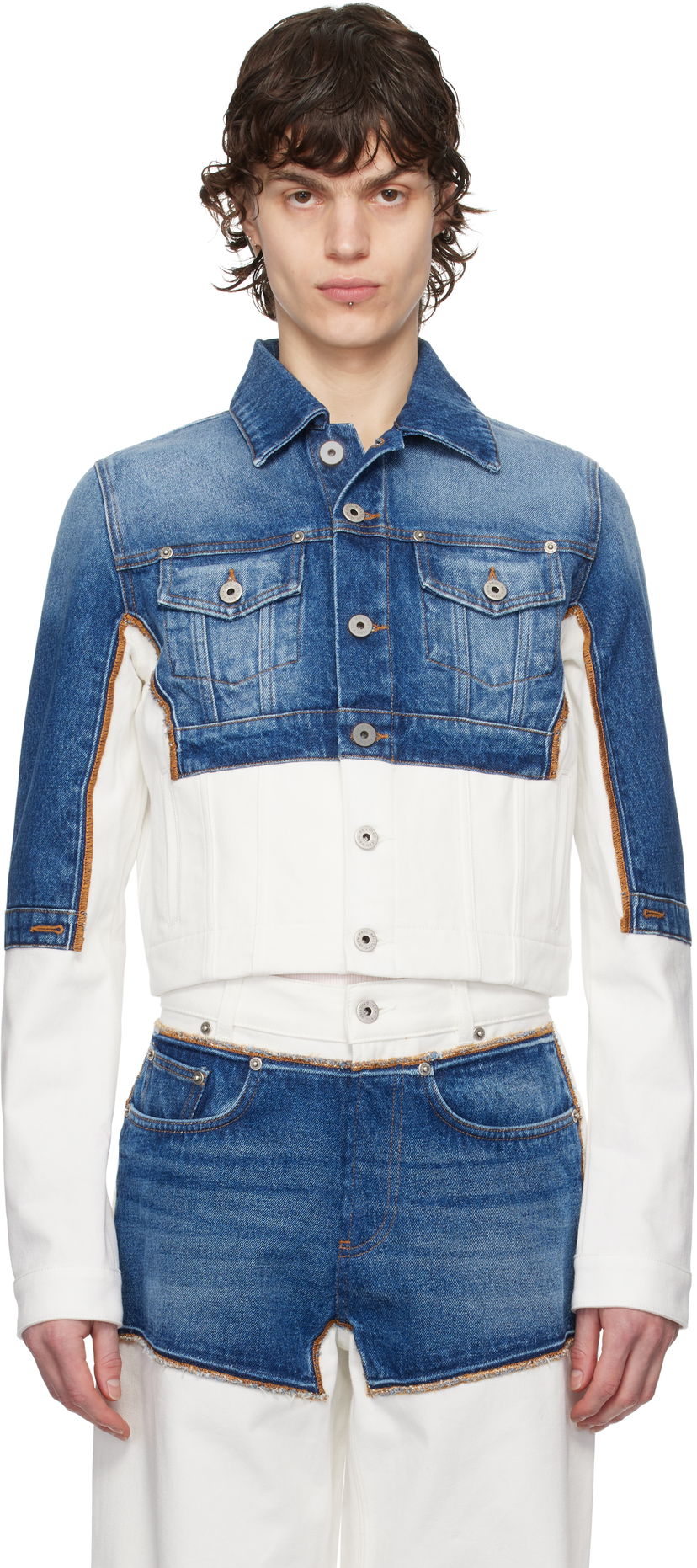 Jakna Jean Paul Gaultier Jean Paul Gaultier 'The Petit Grand' Cropped Denim Jacket Plava | 25/33-F-VE090-D018-0357