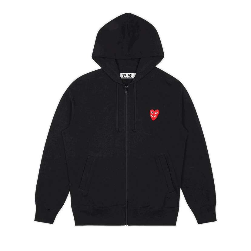 Dukserice Comme des Garçons PLAY Stacked Heart Zip-Up Hoodie Crna | AZ T294 051 1