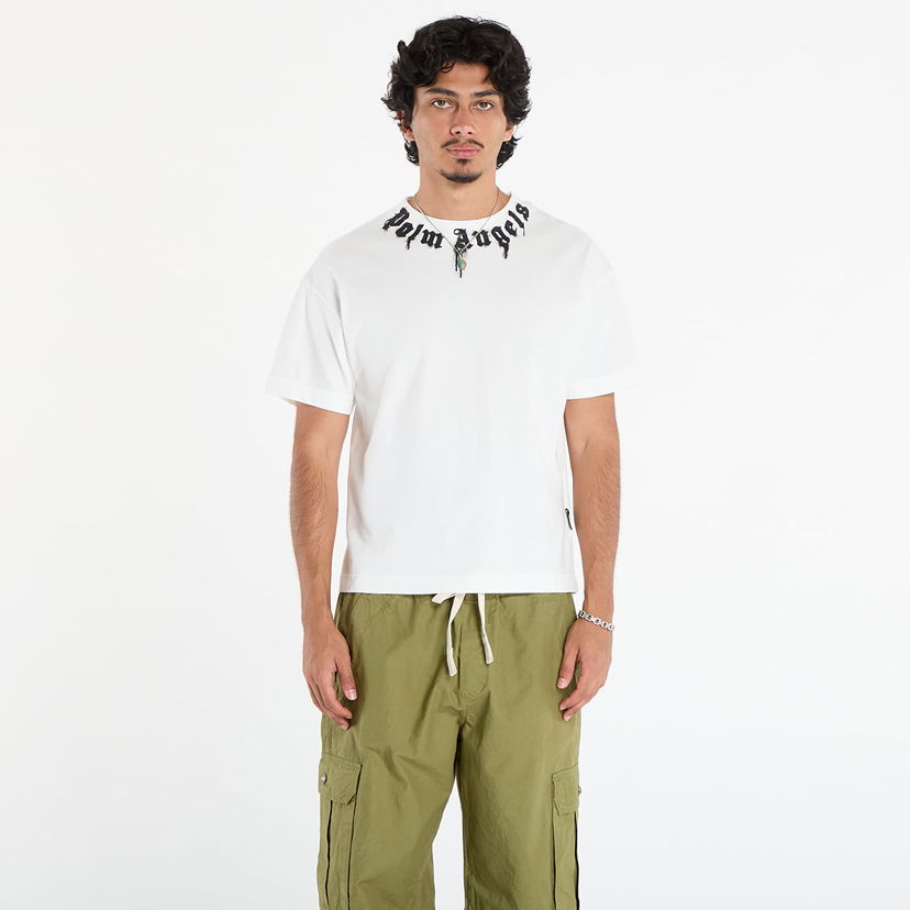Majica kratkih rukava Palm Angels Palm Angels Neck Logo Regular T-Shirt Bijela | PMAA109F25JER0090310