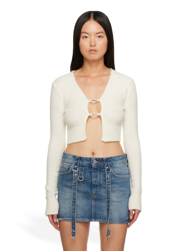Džemper HERON PRESTON Lanyard Clasp Cardigan Bijela | HWHB008F23KNI0010400