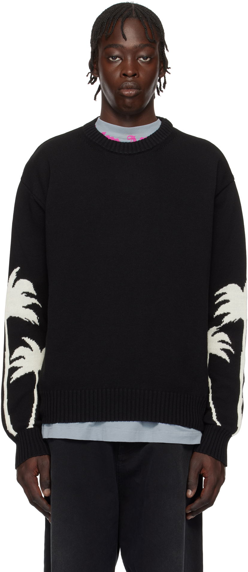 Džemper Palm Angels Palms Knit Sweater Crna | PMHE081S25KNI0011003