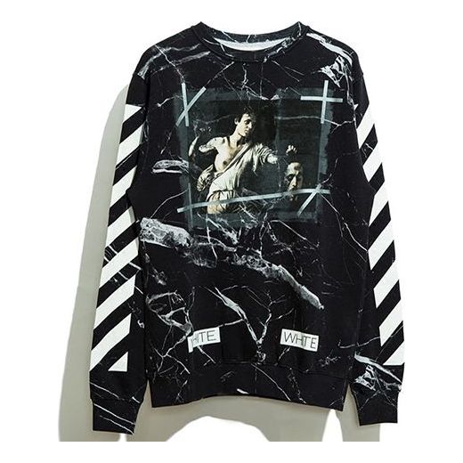 Dukserice Off-White Off-White Marble Print Pullover Sweatshirt Crna | OMBA003S160940139988