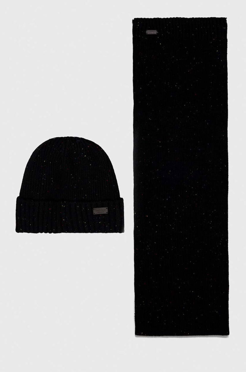 Šal Barbour Carlton Fleck Beanie & Scarf Gift Set Crna | MGS0047