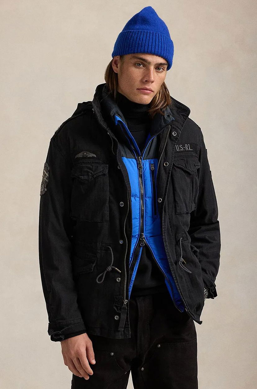 Parka Polo by Ralph Lauren Black Cotton Blend Hooded Parka Crna | 710955784