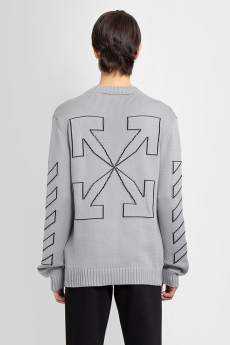 Džemper Off-White Diagonal Outline Crew Knit Siva | OMHE087C99KNI0010610, 0