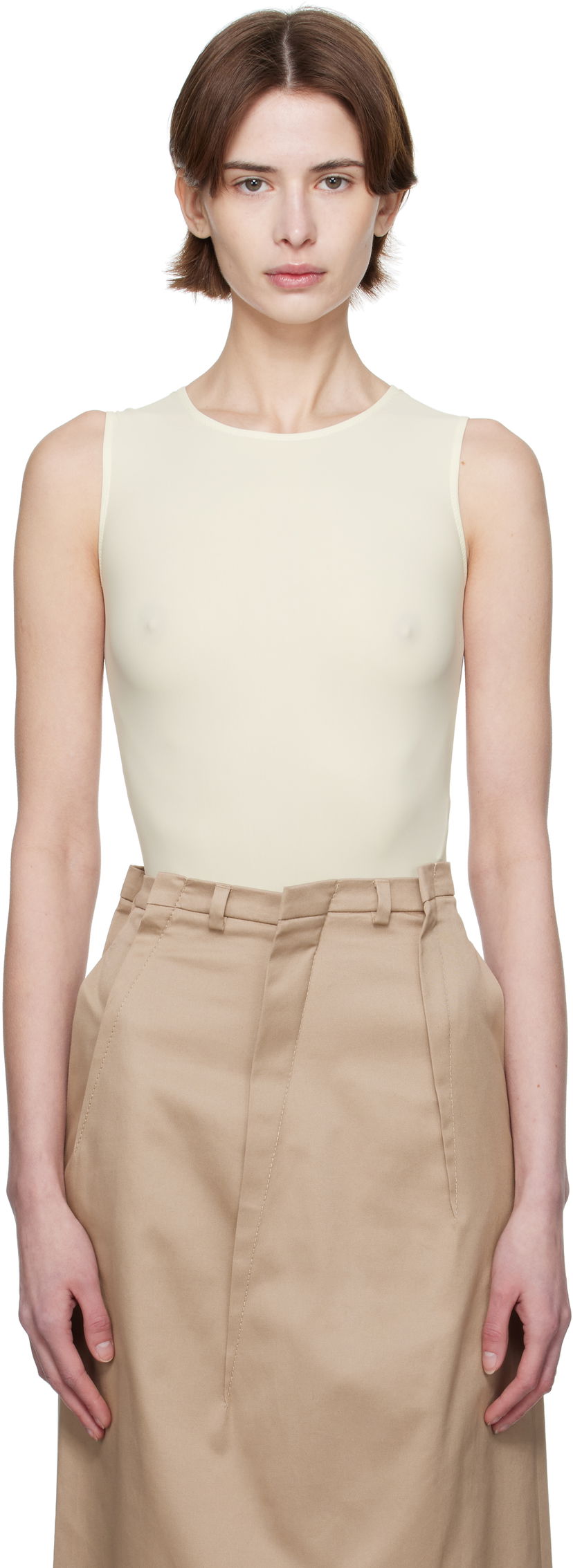 Majica bez rukava Maison Margiela MM6 Maison Margiela Lycra Jersey Sleeveless Bodysuit Žuta | S62NA0078 S20518