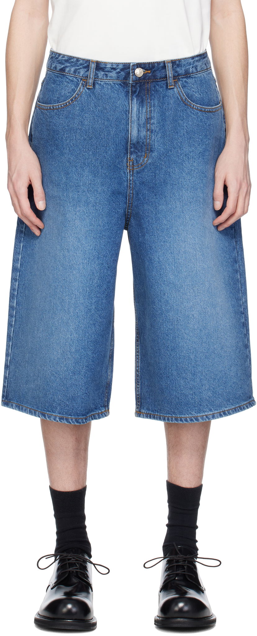 Kratke hlače ADER ERROR ADER error Sig TRS Tag 01 Denim Shorts Plava | BN42FYJE0201BL