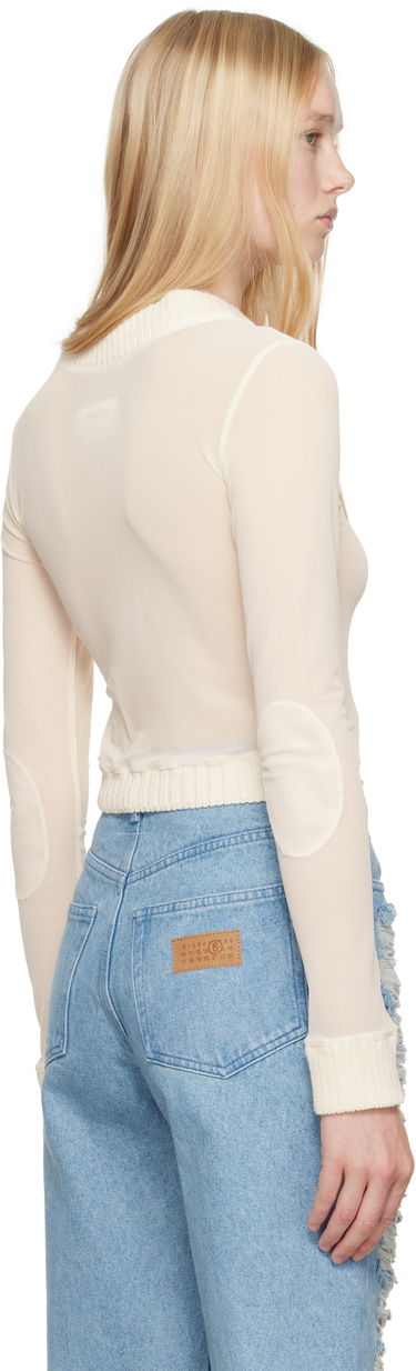 Džemper Maison Margiela MM6 Maison Margiela Elastic Jersey Mesh Long Sleeve Cardigan Bež | S62NH0041 S24423, 2