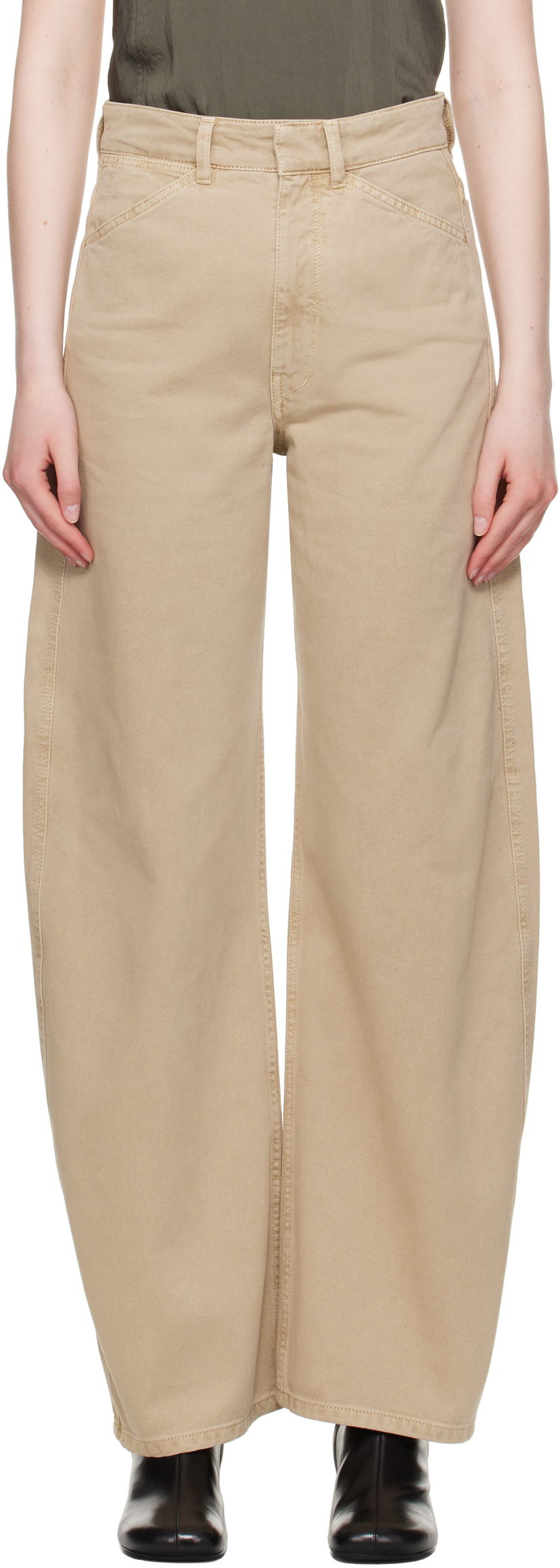 Jeans LEMAIRE Lemaire High-Waisted Curved Jeans Bež | PA1052 LD1042