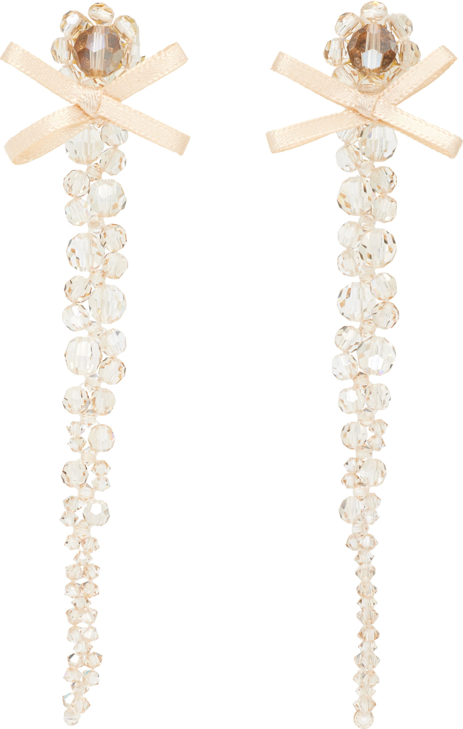 Naušnice Simone Rocha Simone Rocha Petite Bow Drip Faceted Crystal Bead Earrings Bež | ERG547 0903, 0