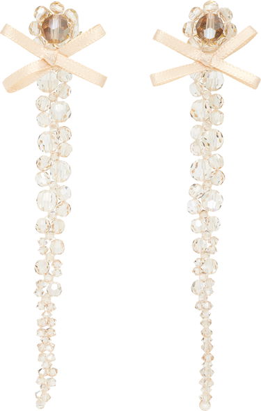 Naušnice Simone Rocha Simone Rocha Petite Bow Drip Faceted Crystal Bead Earrings Bež | ERG547 0903, 0