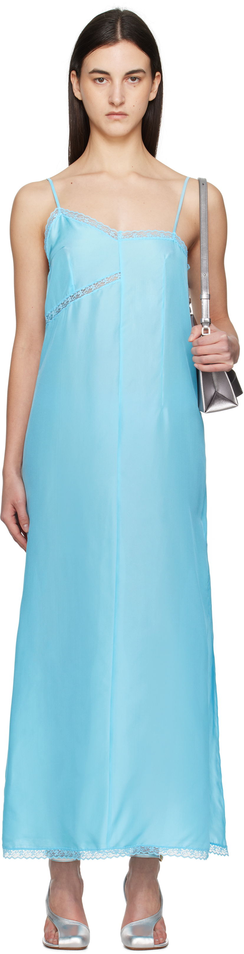 Haljina Maison Margiela MM6 Maison Margiela Lace Camisole Maxi Dress Plava | S52CT0785 M35244