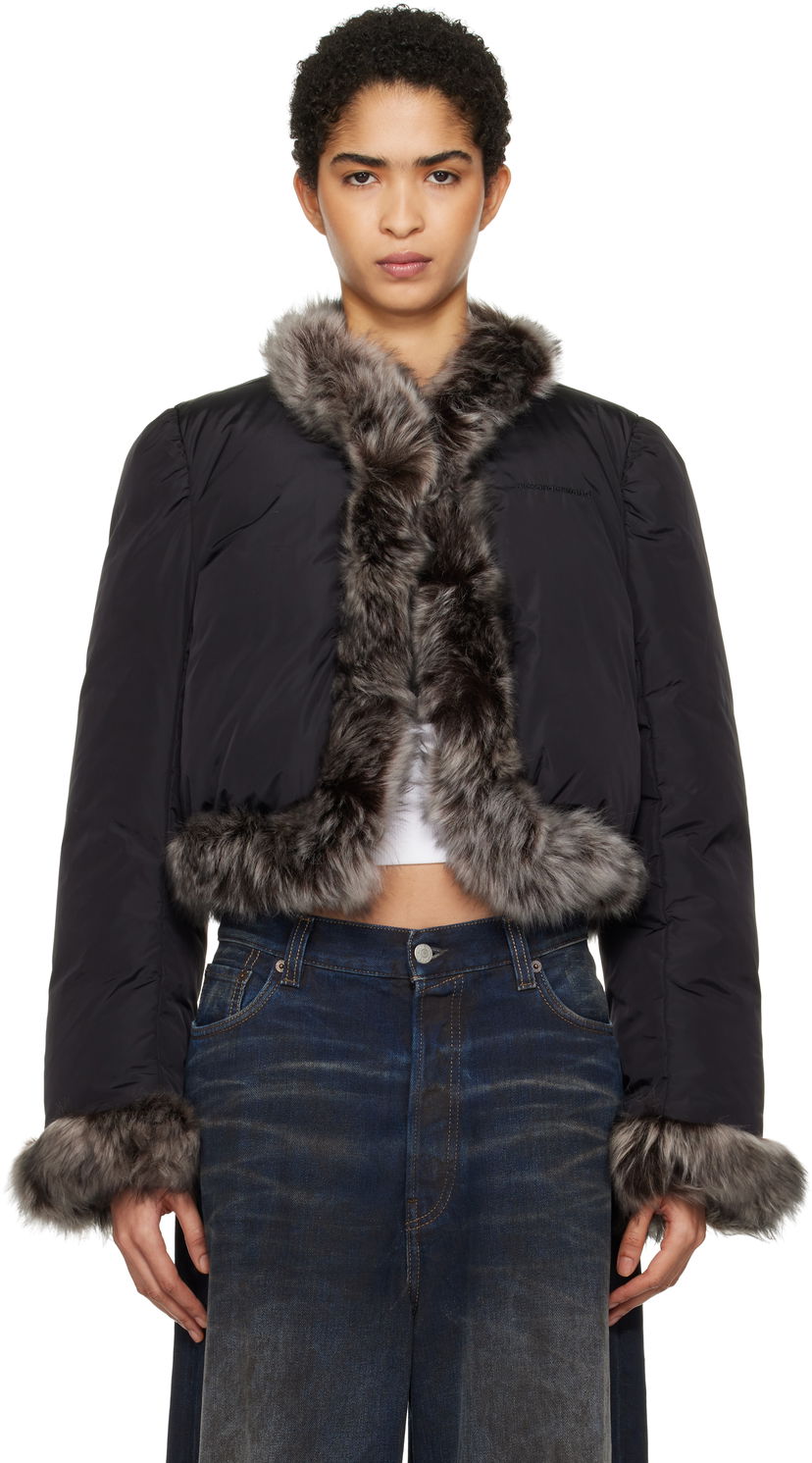 Pernata jakna Alexander Wang Alexander Wang Fur Trim Down Jacket Crna | 1WC4242573