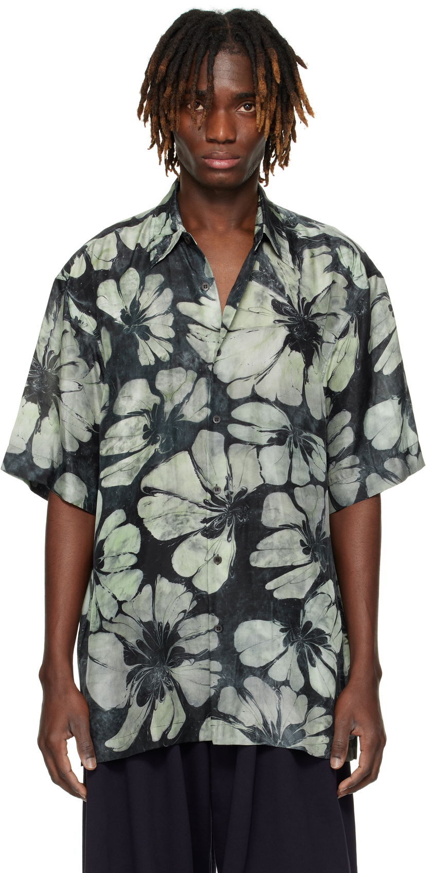 Košulja Dries Van Noten Dries Van Noten Silk Floral Short Sleeve Shirt Zelena | 251-020700-1202